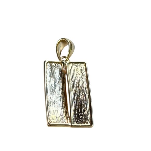 Modern Gold Textured Rectangle Pendant Geometric Design Unisex Minimalist - Picture 4 of 16